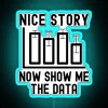 RGB neon sign displaying text about data analytics and data science including data analyst statistician big data expert da...