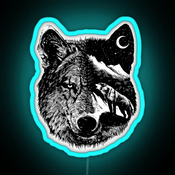 Night Wolf RGB Neon Sign