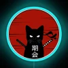 Ninja Cat Samurai Neon Sign with Japanese Text - LED RGB Blue