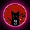 ninja cat samurai japanese neon sign led rgb pink