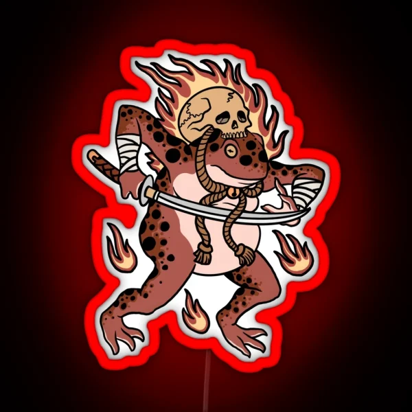 Ninja Frog Traditional Tattoo RGB Neon Sign