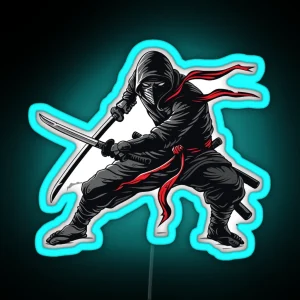 Ninja With Two Swords RGB Neon Sign