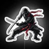 ninja with two swords rgb neon sign white background