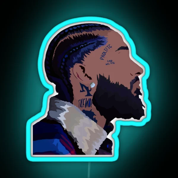 Nipsey Hussle Side Profile RGB Neon Sign