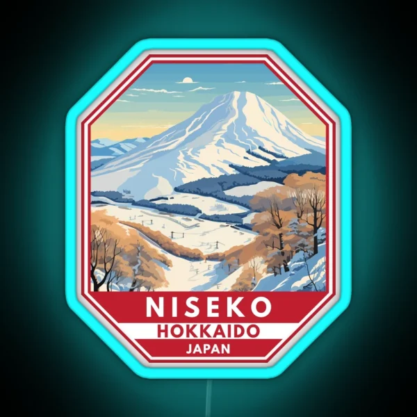 Niseko Hokkaido Japan Winter Travel Art Emblem RGB Neon Sign