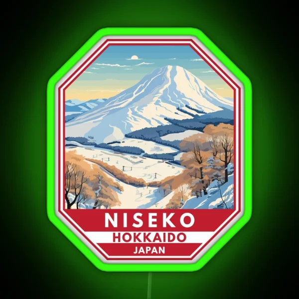 Niseko Hokkaido Japan Winter Travel Art Emblem RGB Neon Sign