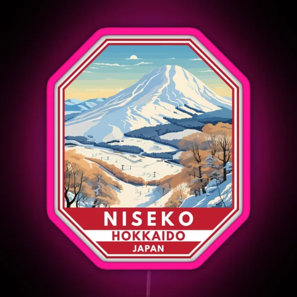Niseko Hokkaido Japan Winter Travel Art Emblem RGB Neon Sign