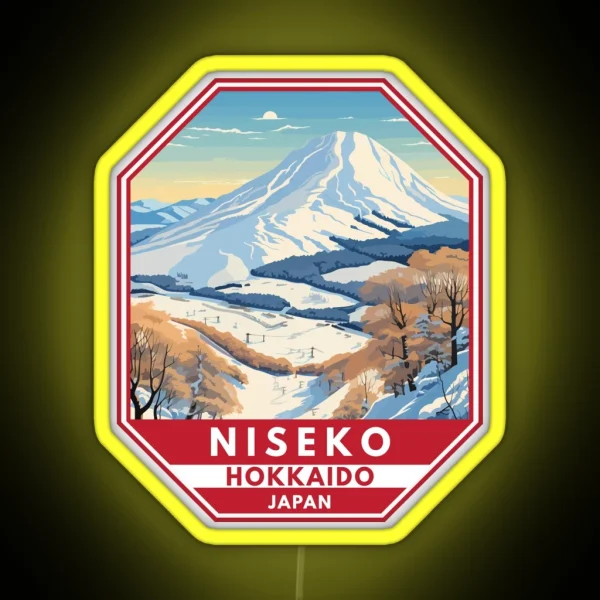 Niseko Hokkaido Japan Winter Travel Art Emblem RGB Neon Sign