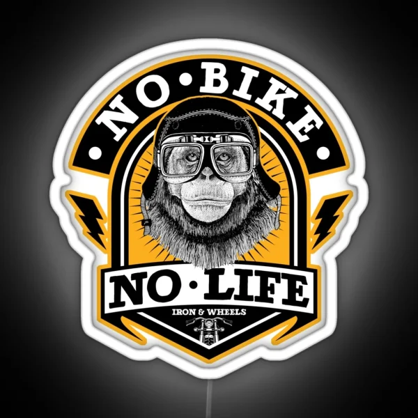 No Bike No Life Chimp RGB Neon Sign