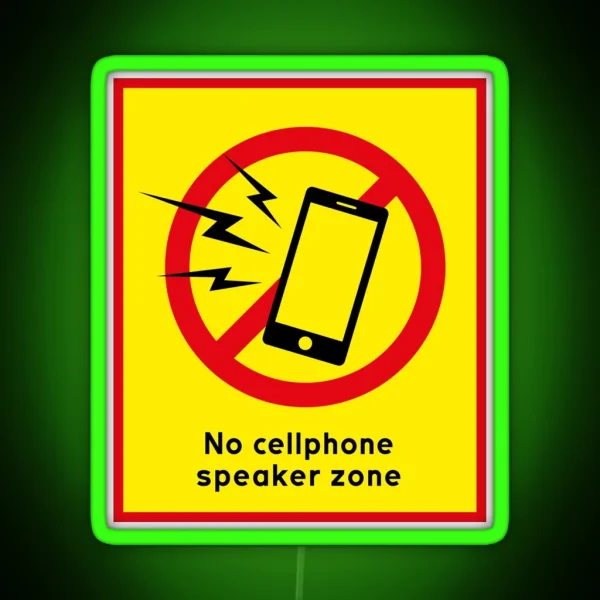 No Cellphone Speaker Zone Warning Sign RGB Neon Sign