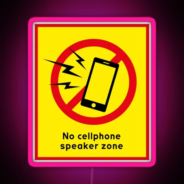No Cellphone Speaker Zone Warning Sign RGB Neon Sign