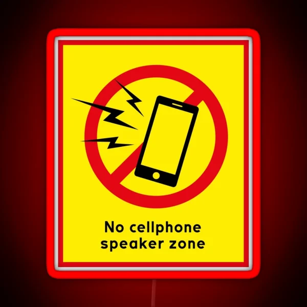 No Cellphone Speaker Zone Warning Sign RGB Neon Sign