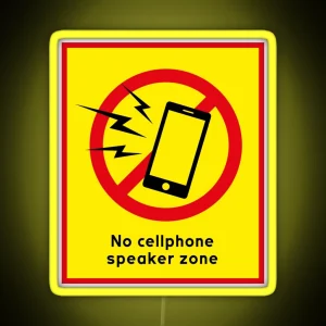 No Cellphone Speaker Zone Warning Sign RGB Neon Sign