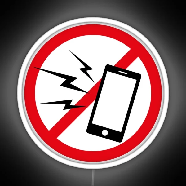 No Cellphone Speaker Zone Without Text White RGB Neon Sign