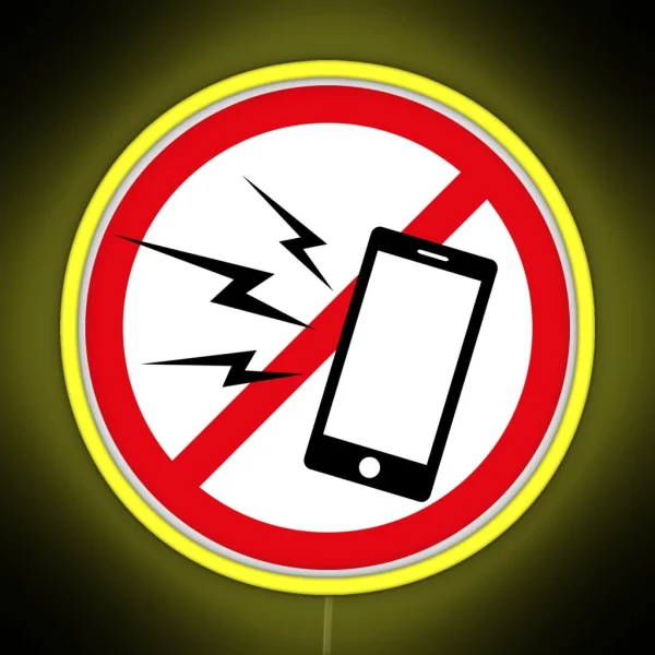 No Cellphone Speaker Zone Without Text White RGB Neon Sign