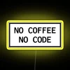 No Coffee No Code Neon Sign with RGB Yellow Lights - Creative Modern Design
