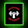 RGB Neon Sign: No Excuses, No Limits - Green