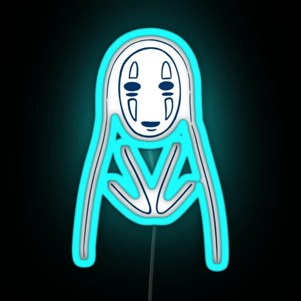 No Face Spirit Line Art RGB Neon Sign