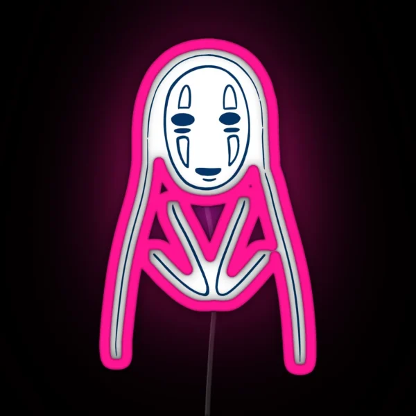 No Face Spirit Line Art RGB Neon Sign