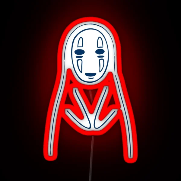 No Face Spirit Line Art RGB Neon Sign