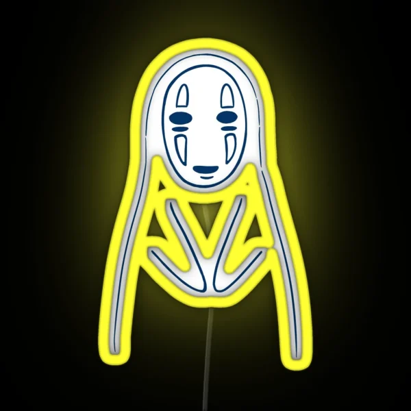 No Face Spirit Line Art RGB Neon Sign