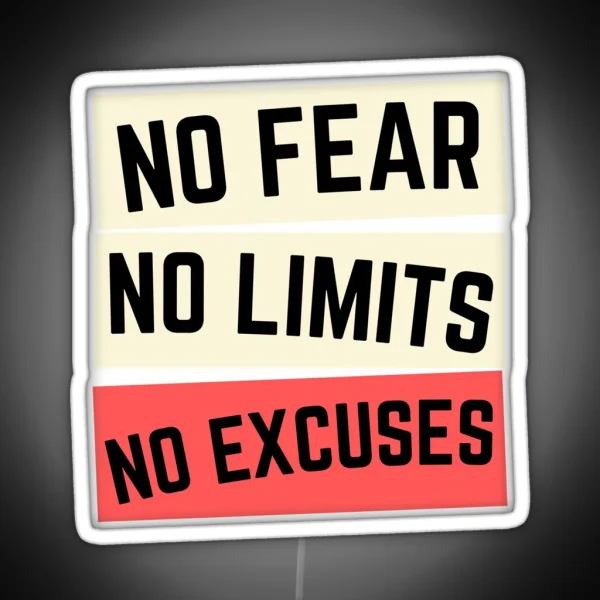 No Fear No Limits No Excuses Motivation 1 RGB Neon Sign
