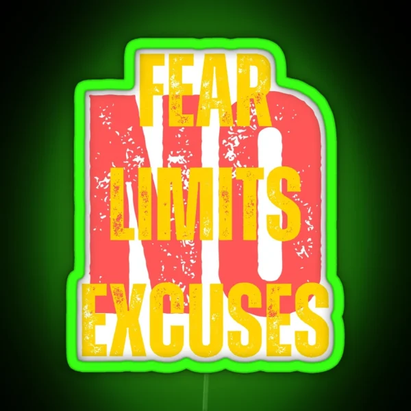 No Fear No Limits No Excuses Motivation RGB Neon Sign