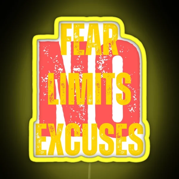 No Fear No Limits No Excuses Motivation RGB Neon Sign