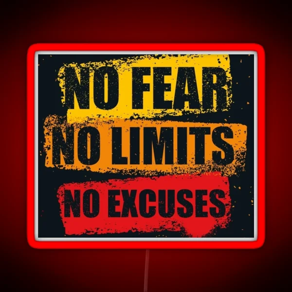 No Fear No Limits No Excuses RGB Neon Sign