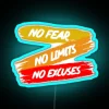 motivational no fear no limits no excuses neon sign