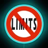 RGB Neon Sign - No Limits LED Posters & Gifts in Bright Blue. Modern Decorative Lighting for Home or Office.