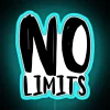 rgb neon sign displaying no limits with led lighting in blue.