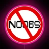 no-noobs-allowed neon sign with rgb pink light