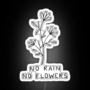 No Rain No Flowers Line Art RGB Neon Sign