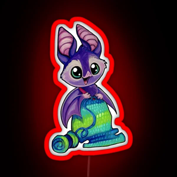Nocturnal Crocheting Bat RGB Neon Sign
