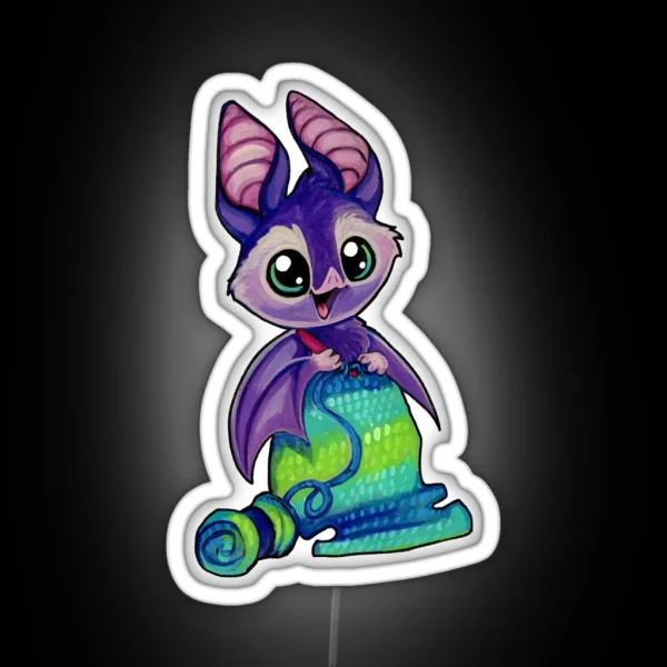 Nocturnal Crocheting Bat RGB Neon Sign