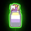 Nonbinary Pride Smoothie Kitty Neon Sign Green