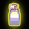 Nonbinary Pride Smoothie Kitty Neon Sign in Yellow and Rainbow Colors