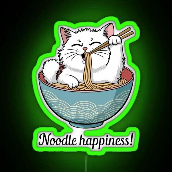 Noodle Joyful Ramen Cat RGB Neon Sign