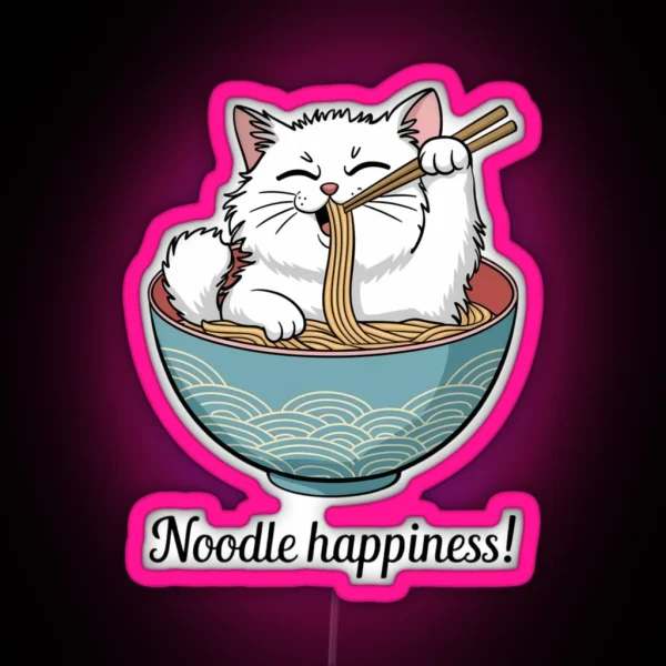 Noodle Joyful Ramen Cat RGB Neon Sign