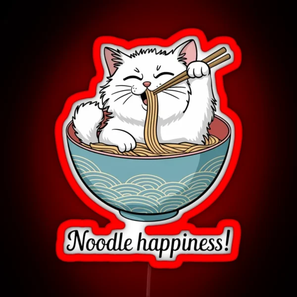 Noodle Joyful Ramen Cat RGB Neon Sign