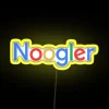 noogler rgb neon sign with vibrant yellow lights.