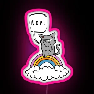 Nope Grouchy Cat On Rainbow RGB Neon Sign