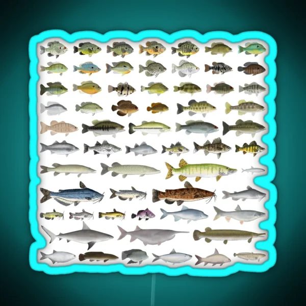 North America Freshwater Fish Group RGB Neon Sign