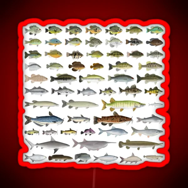North America Freshwater Fish Group RGB Neon Sign