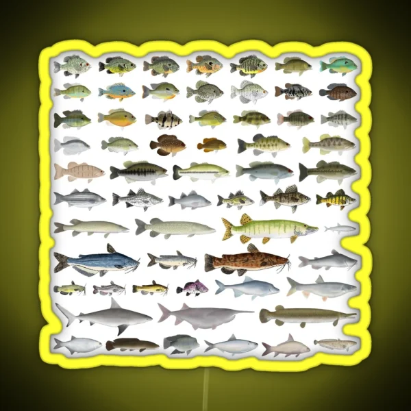 North America Freshwater Fish Group RGB Neon Sign