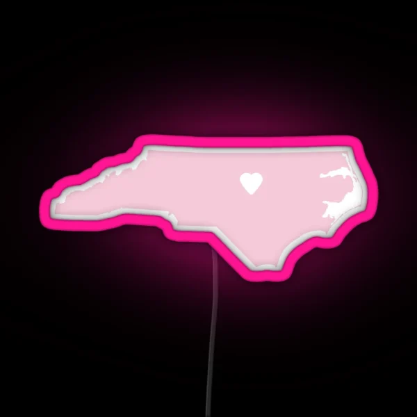 North Carolina Love In Pink RGB Neon Sign