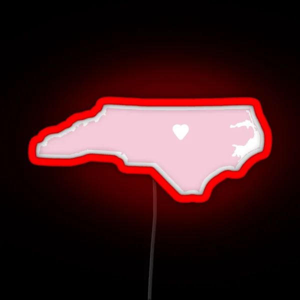 North Carolina Love In Pink RGB Neon Sign