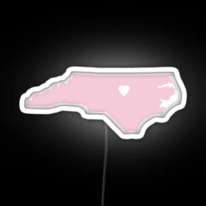 North Carolina Love In Pink RGB Neon Sign