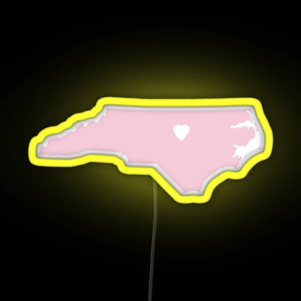 North Carolina Love In Pink RGB Neon Sign